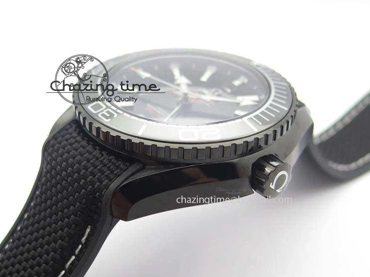 0705 ComfortFit Planet Ocean 45mm GMT DLC JHF Best Edition Black Dial On Rubber Strap A 8194